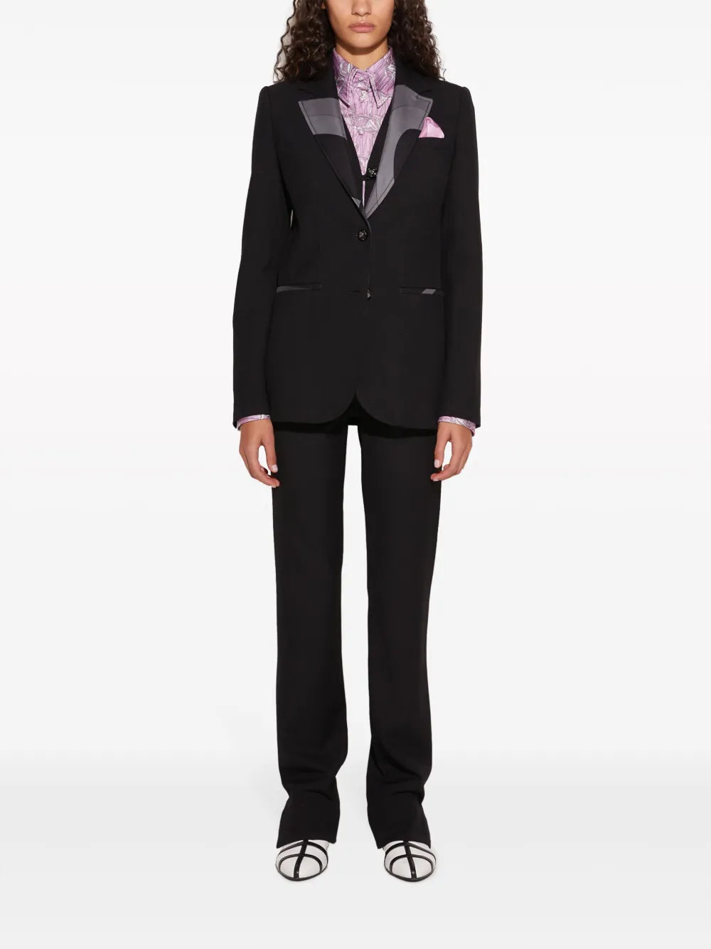 Marmo-Print Single-Breasted Blazer