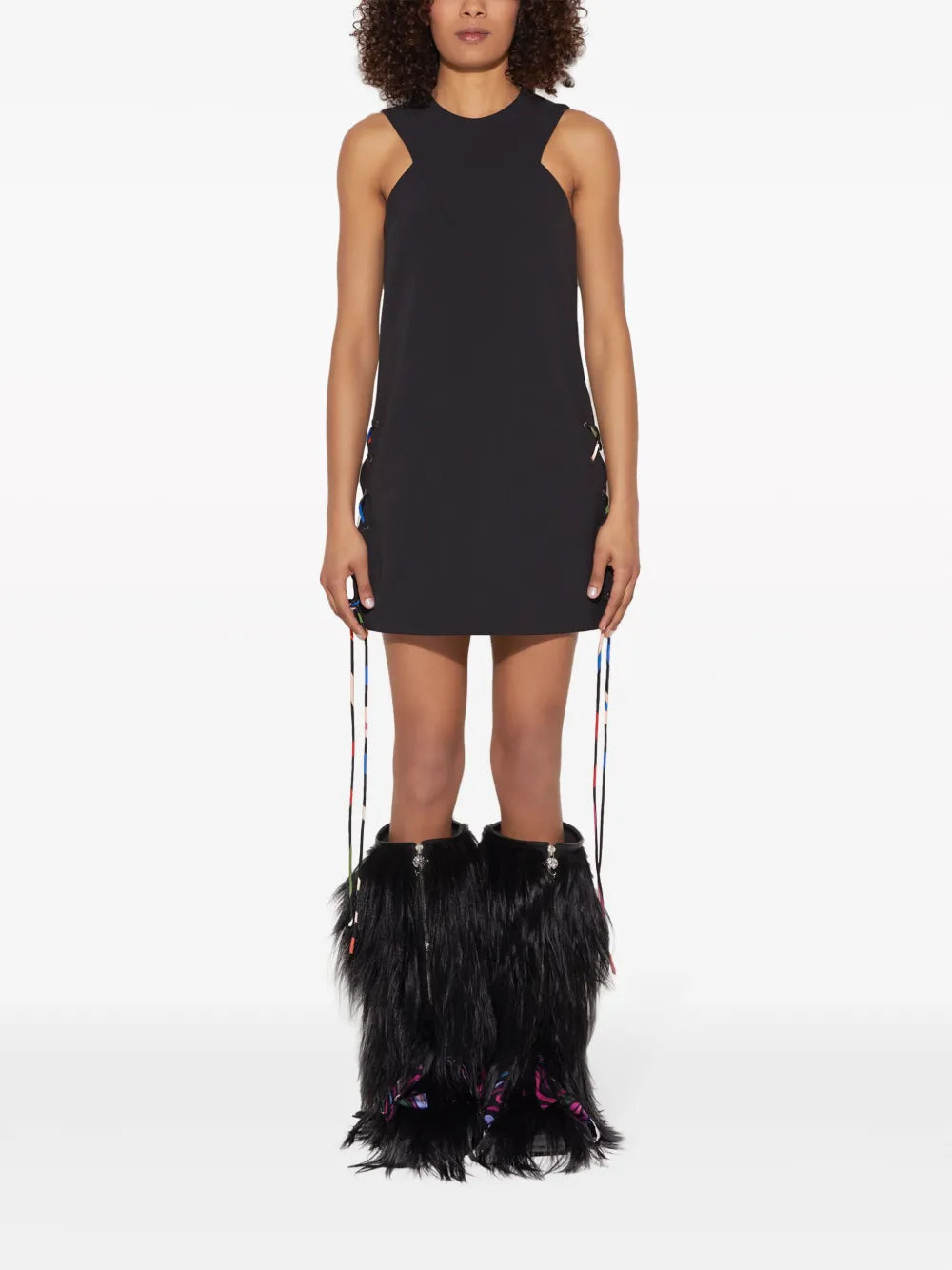 Lace-Up Crepe Minidress