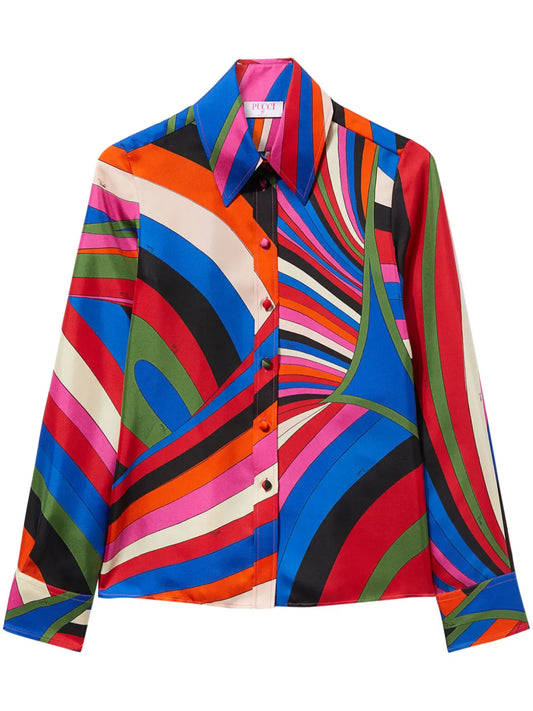 Iride-Print Silk Shirt