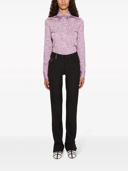 Marmo-Print Straight-Leg Trousers