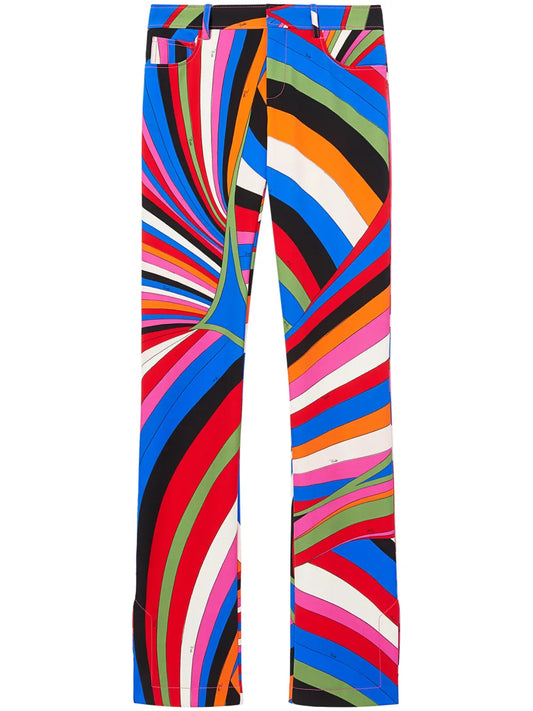 Iride-Print Straight-Leg Trousers