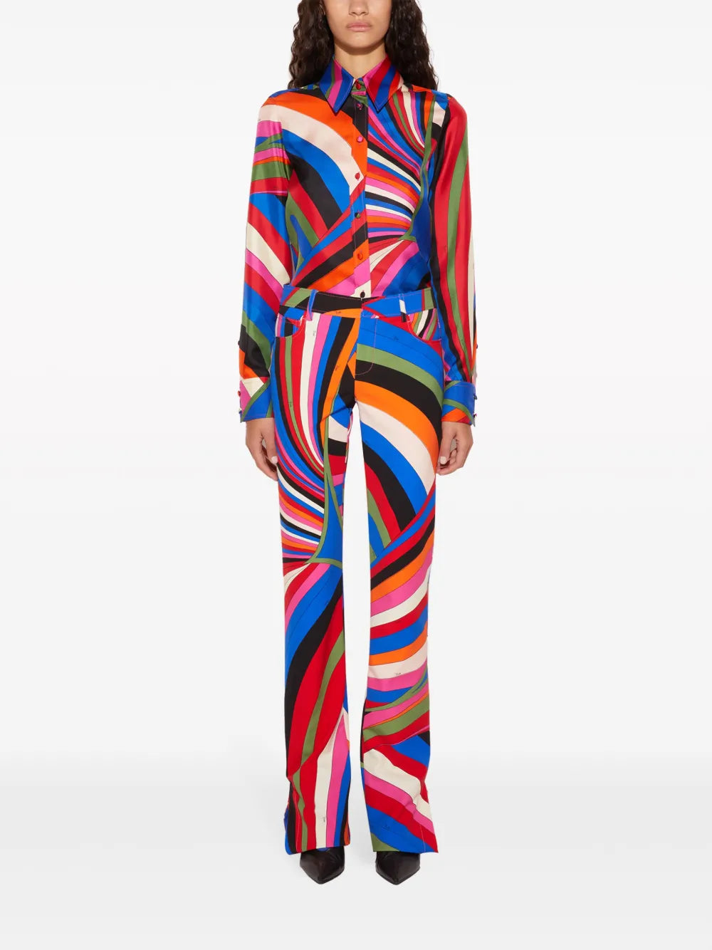 Iride-Print Straight-Leg Trousers