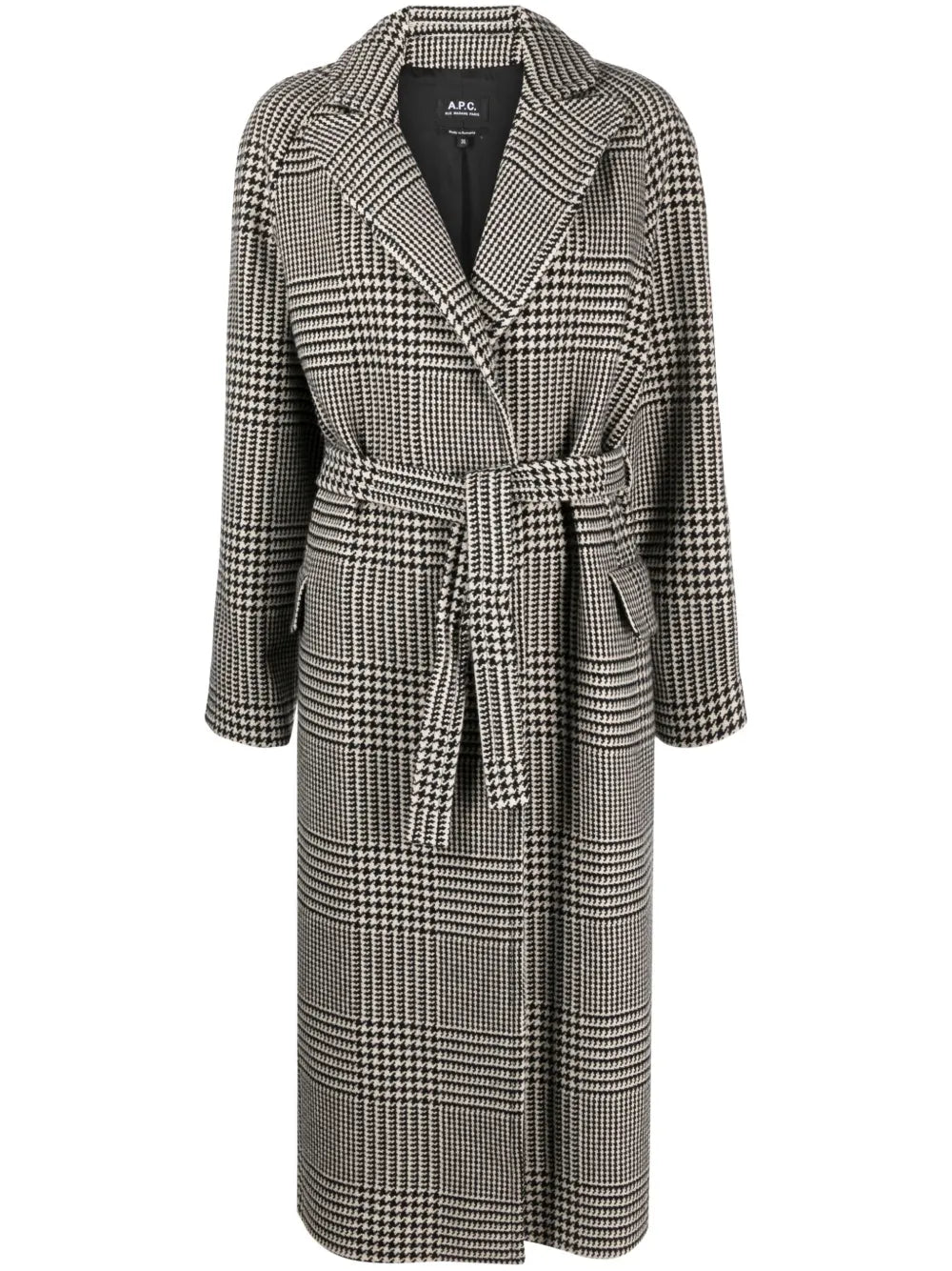 Belted Houndstooth Coat