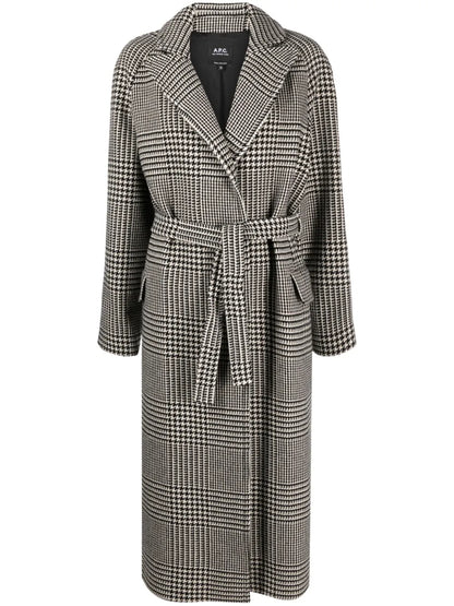 Belted Houndstooth Coat