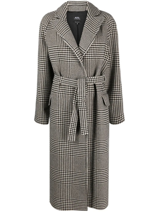 Belted Houndstooth Coat
