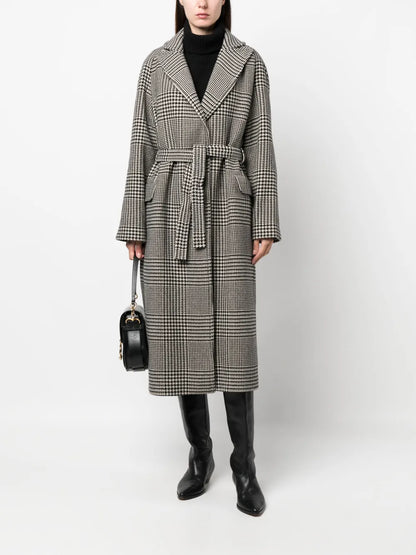 Belted Houndstooth Coat
