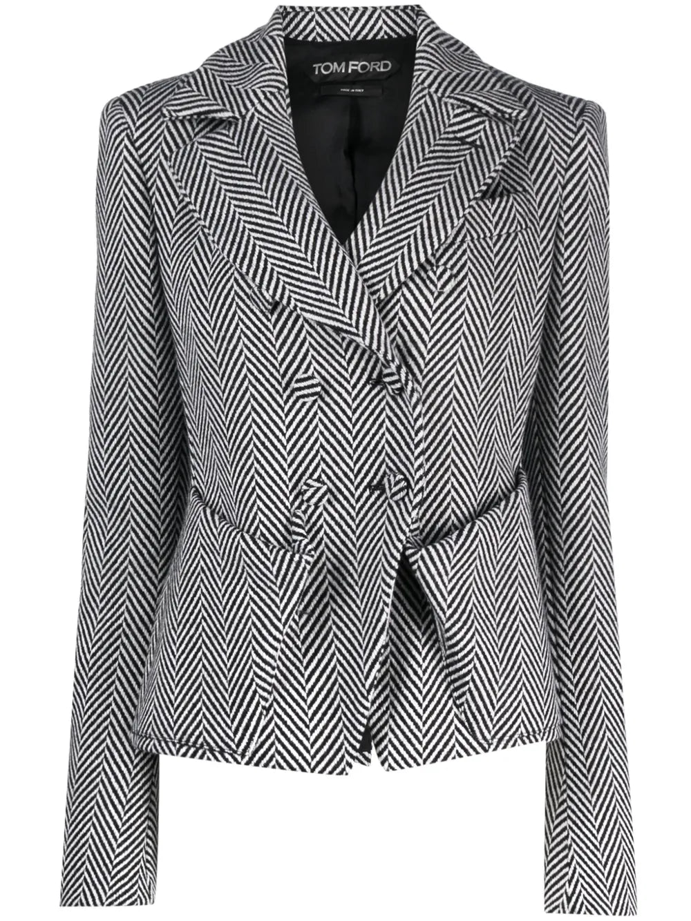 Herringbone Double-Breasted Blazer
