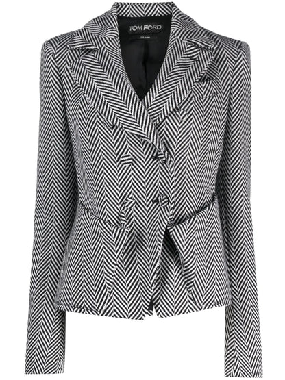 Herringbone Double-Breasted Blazer