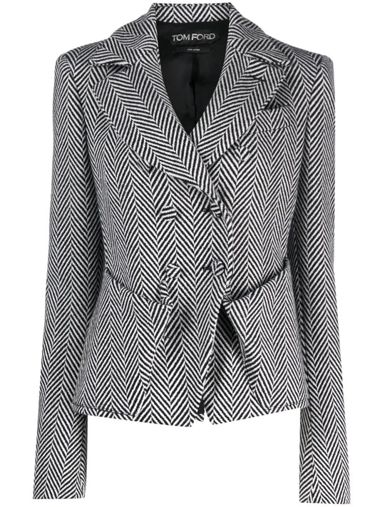 Herringbone Double-Breasted Blazer