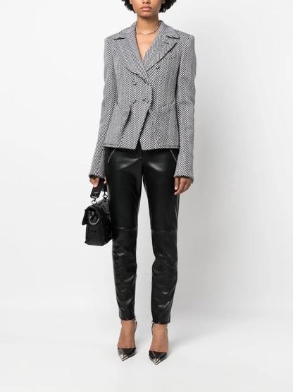 Herringbone Double-Breasted Blazer
