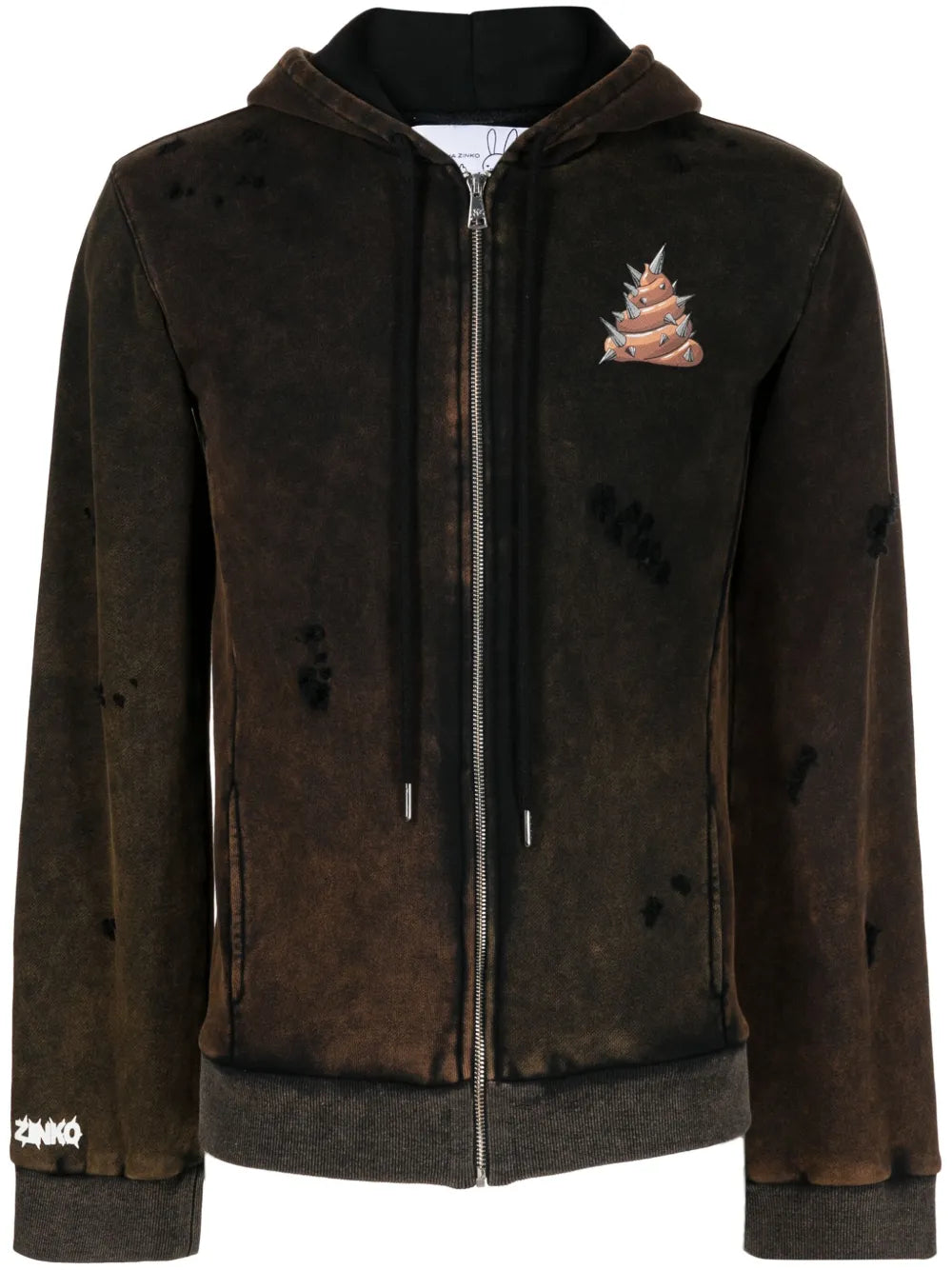 Random Distressed Jersey Hoodie