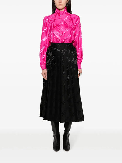 Logo-Jacquard Tie-Neck Shirt