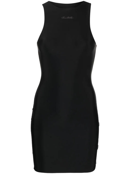 Rhinestone-Logo Jersey Minidress