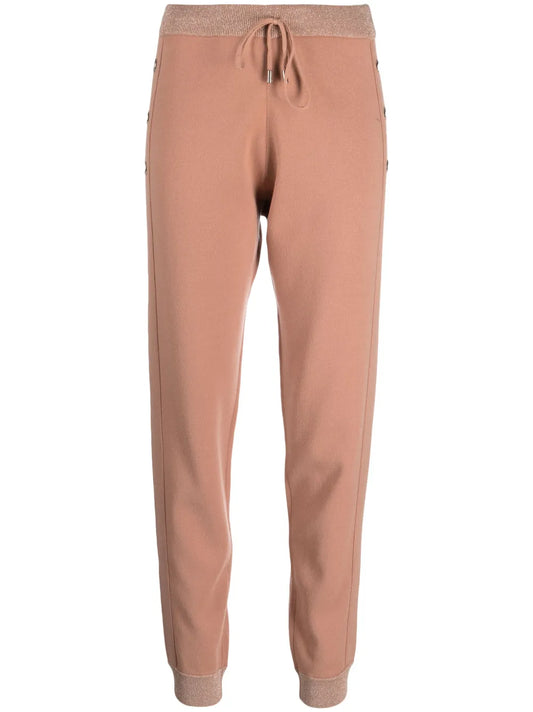 Lurex-Detail Elasticated-Waist Track Pants