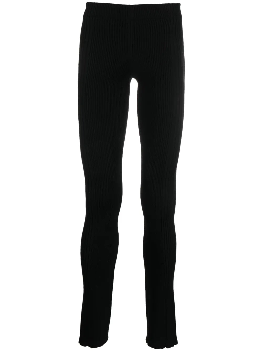Low-Rise Ribbed-Knit Skinny Trousers