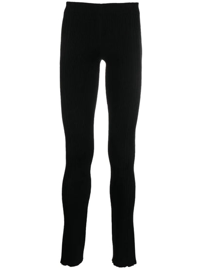 Low-Rise Ribbed-Knit Skinny Trousers