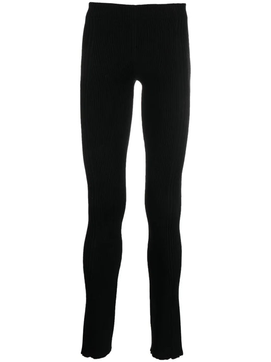 Low-Rise Ribbed-Knit Skinny Trousers