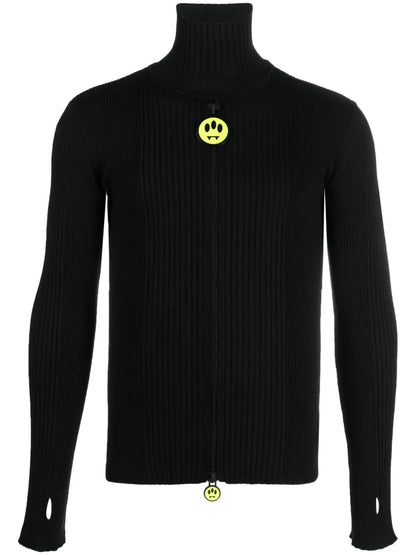Ribbed-Knit Zip-Up Cardigan