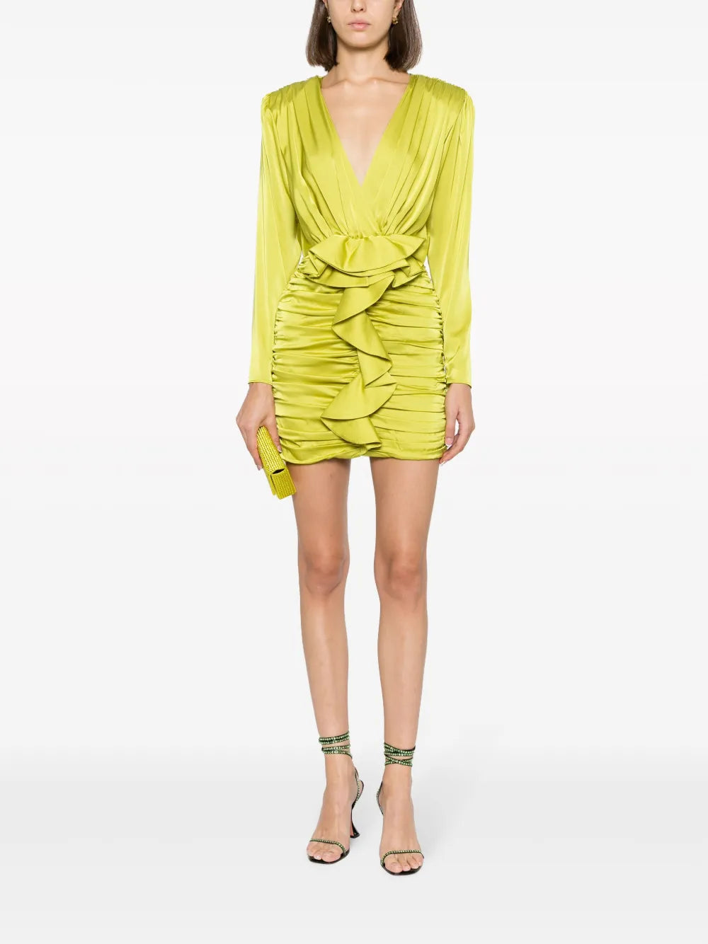 Ruffle-Detailed Satin Minidress