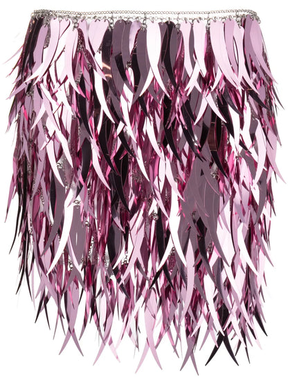 Metallic Feathers Mini Skirt