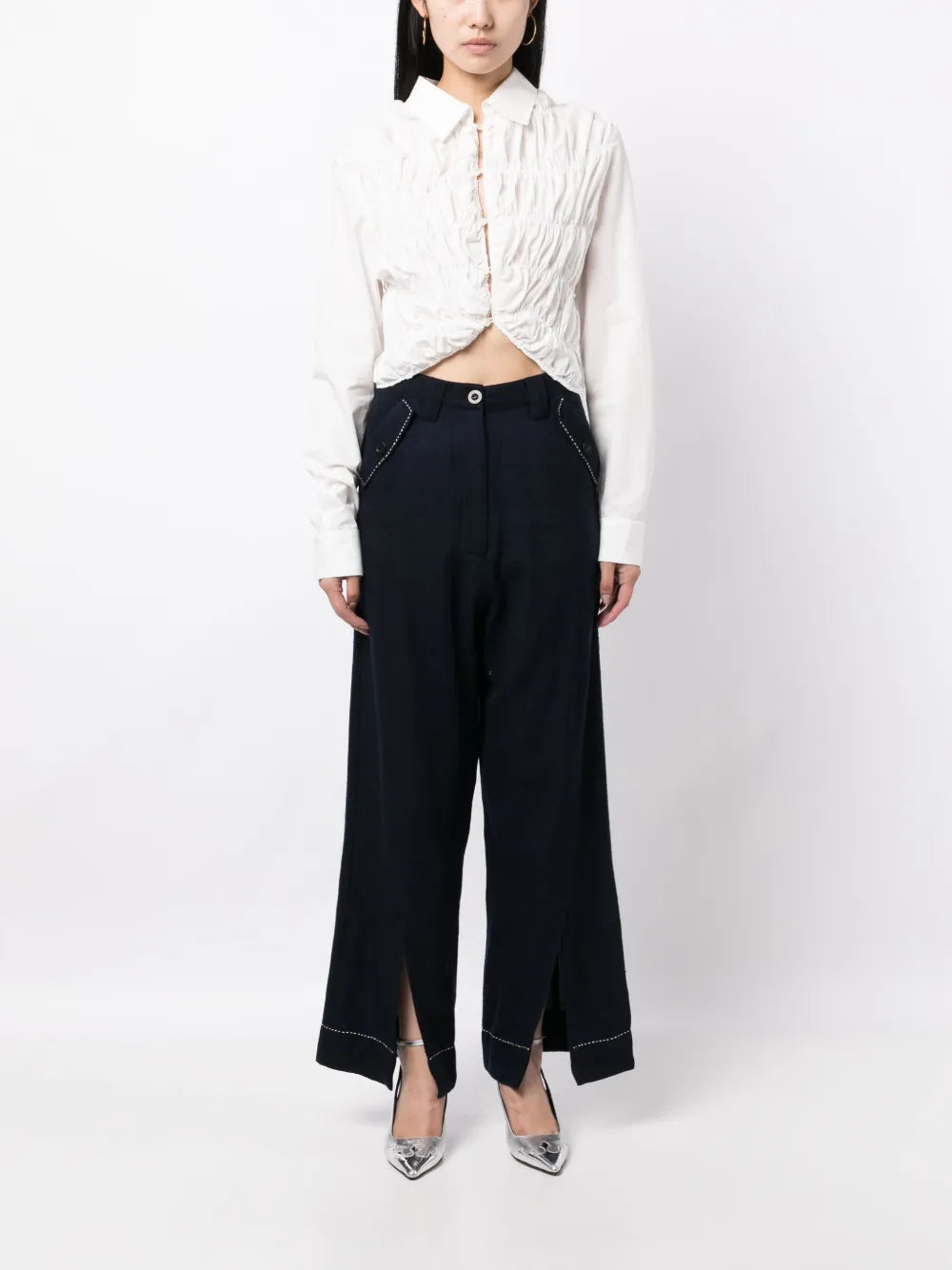 Wide-Leg Cropped Trousers