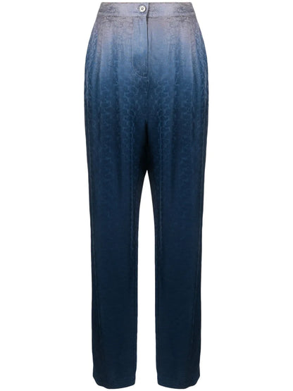 Bianca Paisley-Print Ombré Silk Trousers