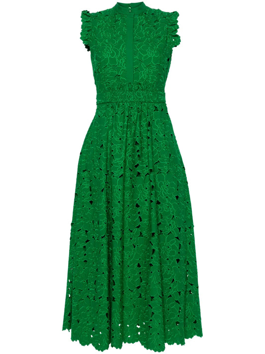 Broderie-Anglaise Flared Midi Dress