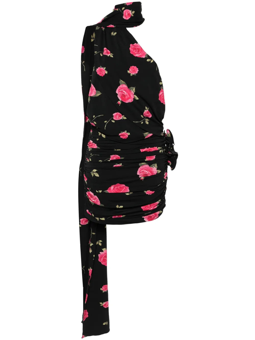 Rose-Print Ruched Minidress
