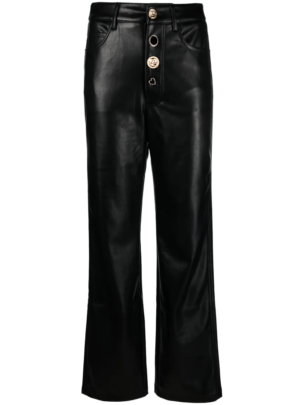 Button-Embellished High-Waist Trousers