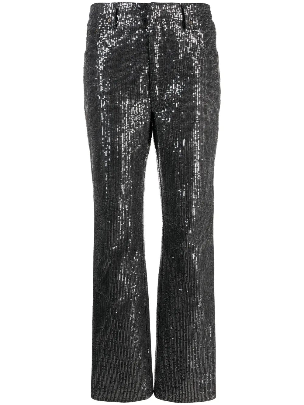 High-Waisted Sequin-Embellished Jeans