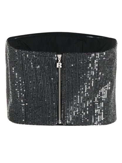 Sequin-Embellished Strapless Crop Top