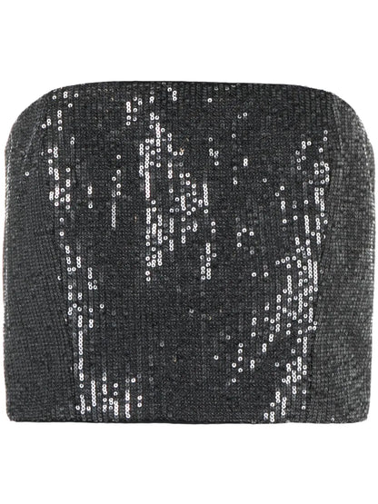 Sequin-Embellished Strapless Crop Top