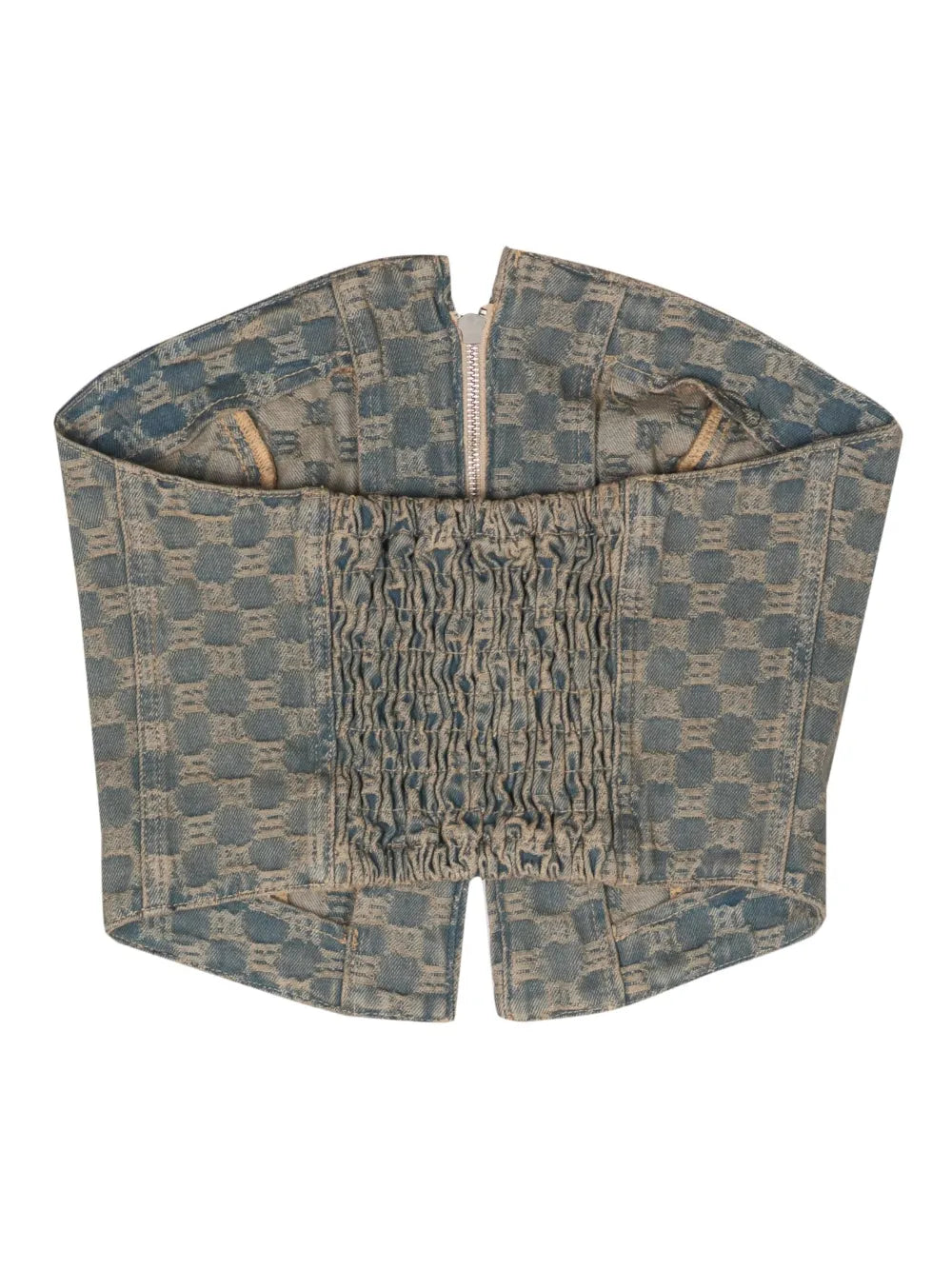 Monogram-Jacquard Denim Corset Top