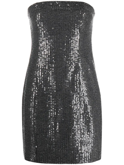 Sequin-Embellished Strapless Minidress