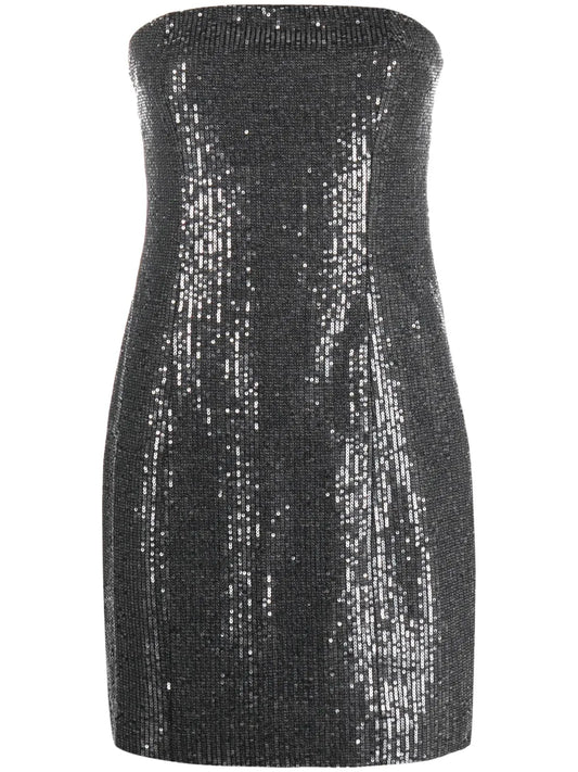 Sequin-Embellished Strapless Minidress