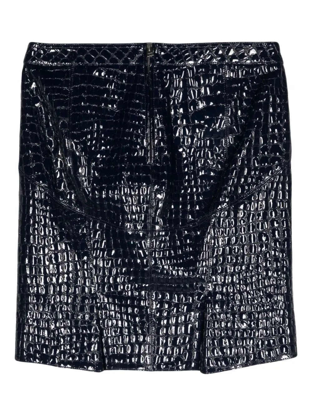 Crocodile-Embossed Leather Miniskirt