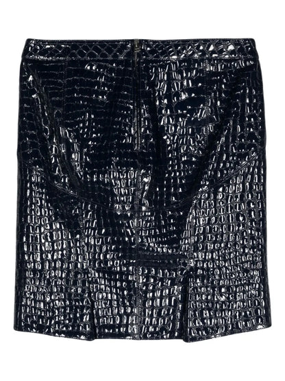 Crocodile-Embossed Leather Miniskirt
