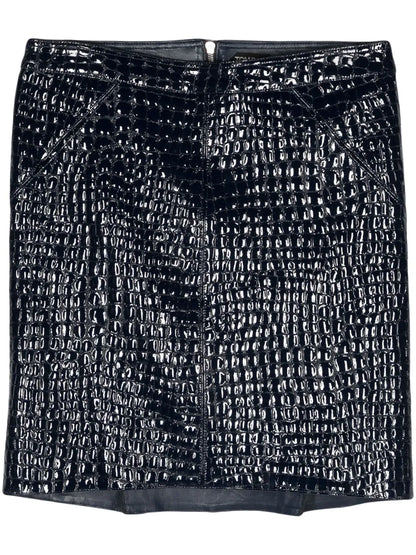 Crocodile-Embossed Leather Miniskirt