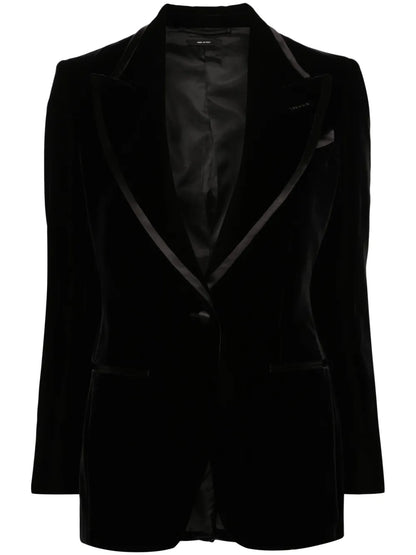 Single-Breasted Velvet Blazer