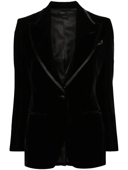Single-Breasted Velvet Blazer