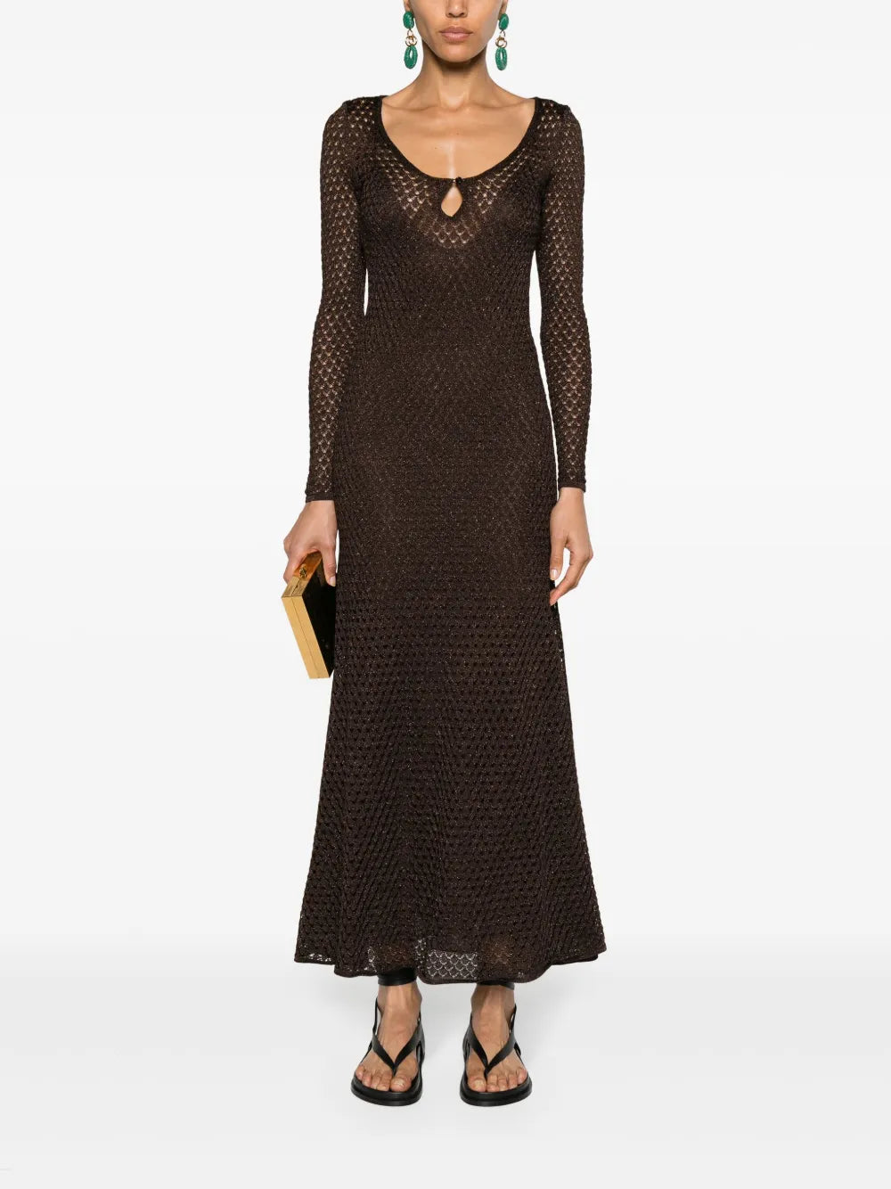Lurex-Detailed Knitted Maxi Dress