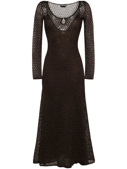 Lurex-Detailed Knitted Maxi Dress