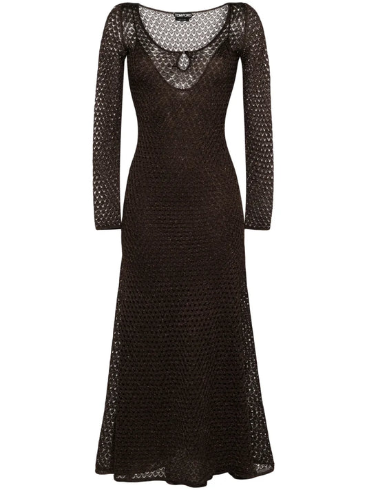 Lurex-Detailed Knitted Maxi Dress