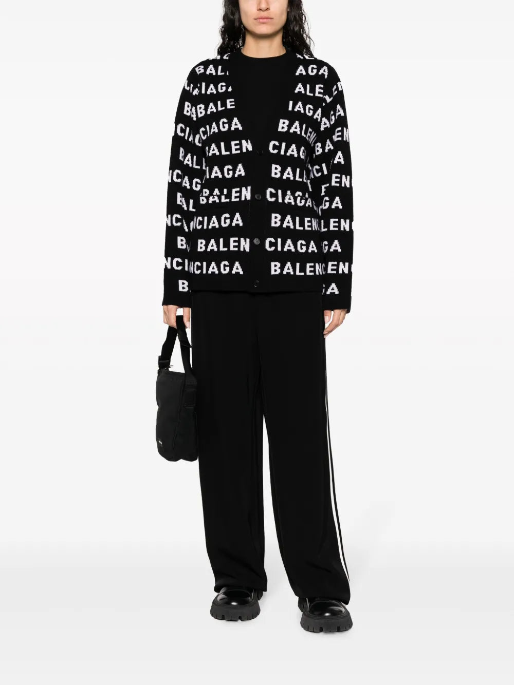 Intarsia-Knit Logo-Motif Cardigan