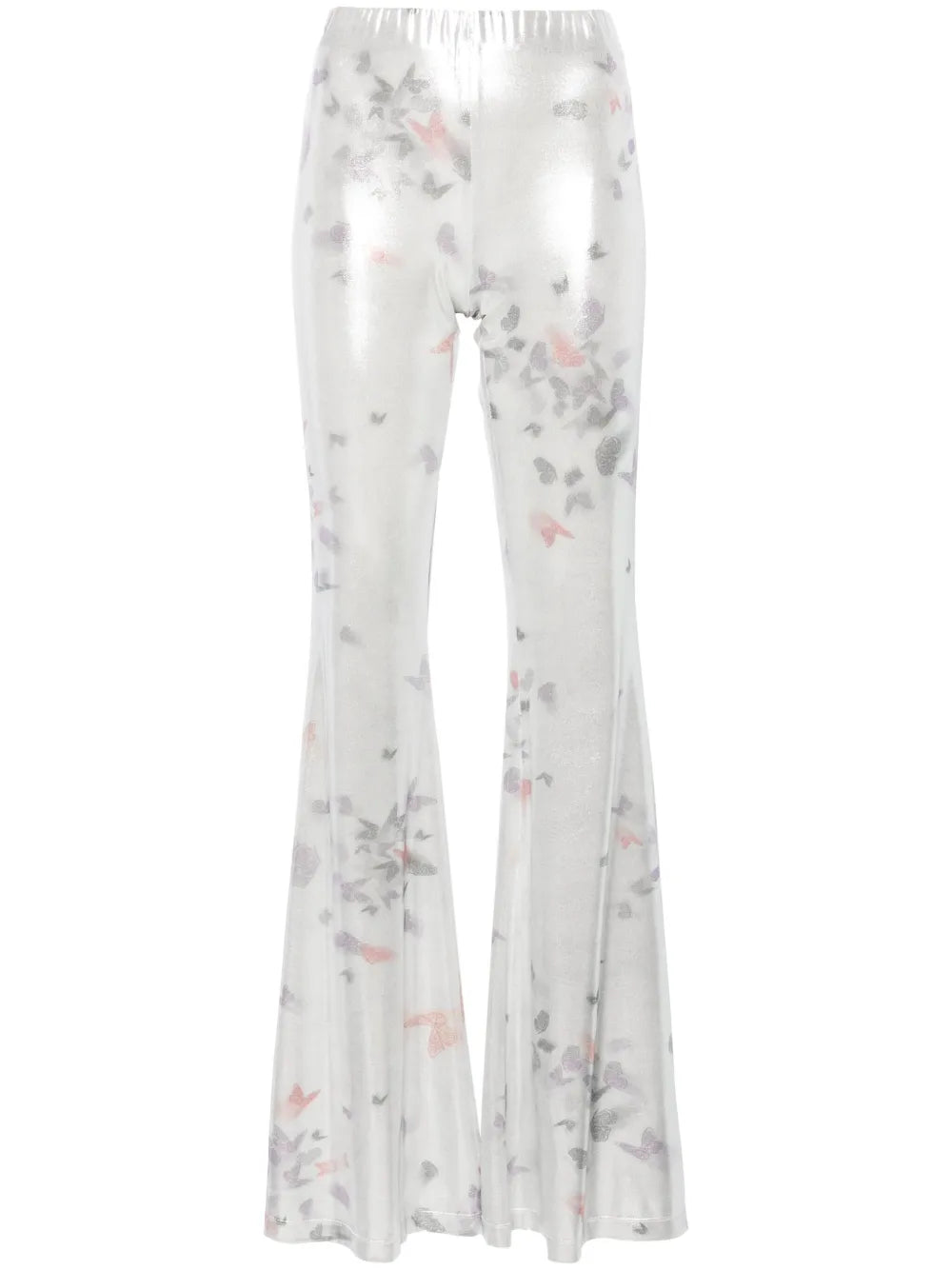 Slender Laminated Flared Trousers