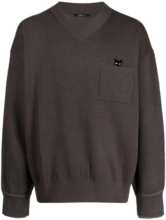Trace Pocket Panther V-Neck Jumper