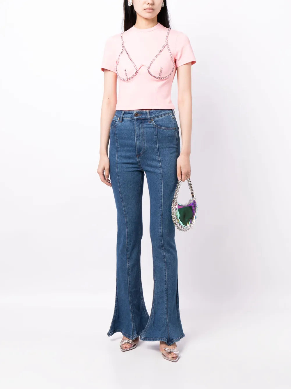 Crystal-Embellished Cup-Chain T-Shirt