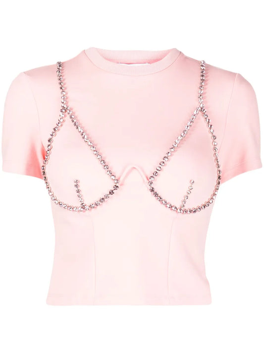 Crystal-Embellished Cup-Chain T-Shirt