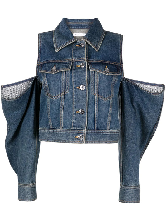 Cut Out-Detail Denim Jacket