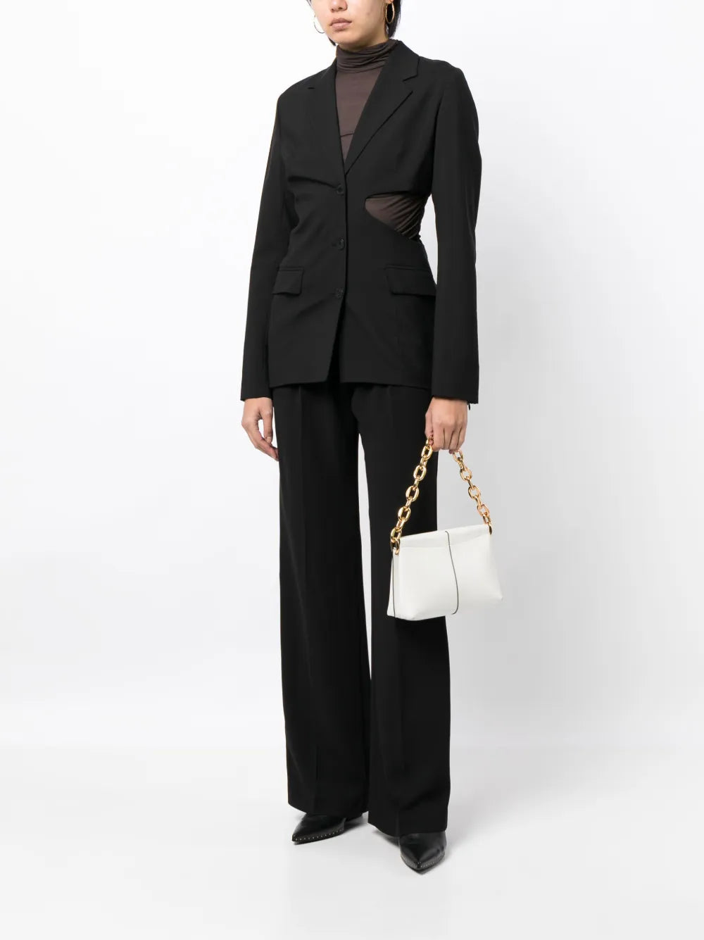 Notched-Lapels Cut-Out Detailing Blazer